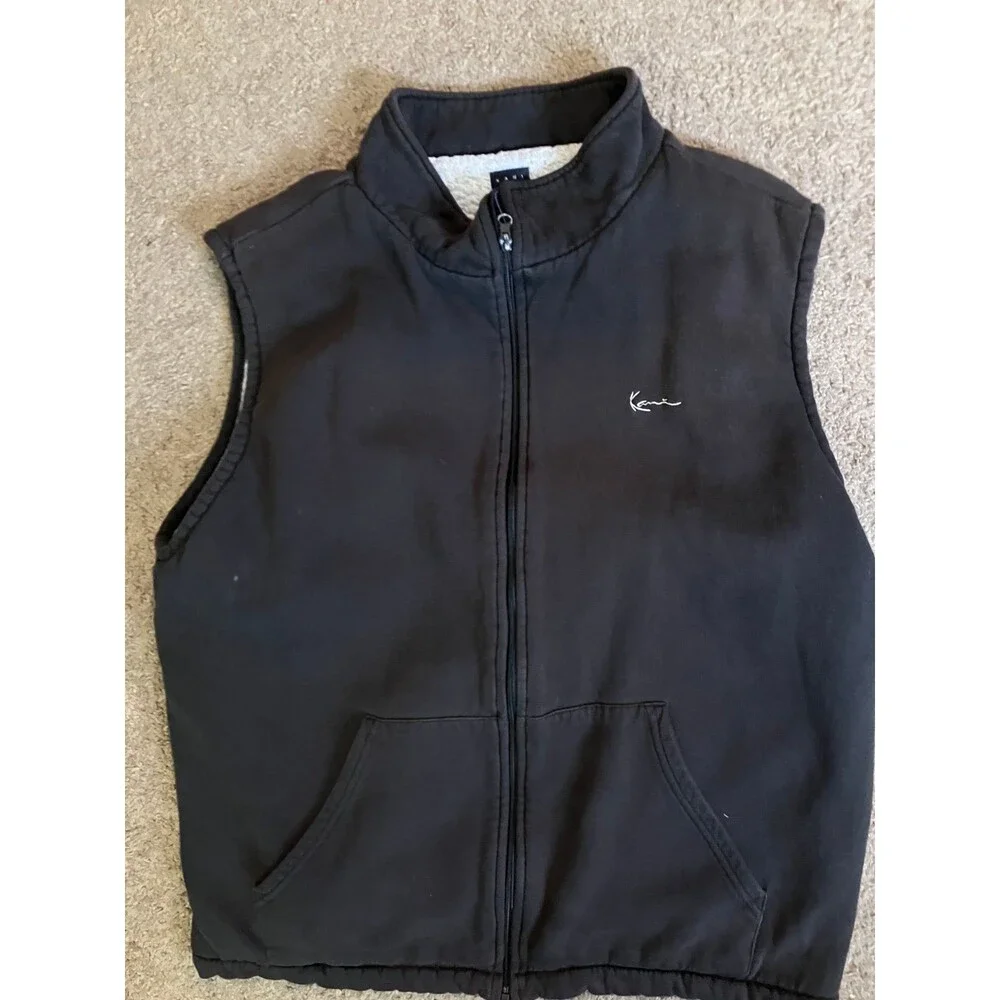 Kani Gold Men’s Full Zip Black/Dark Gray Fleece Vest Fall Cold Weather Size 2XL